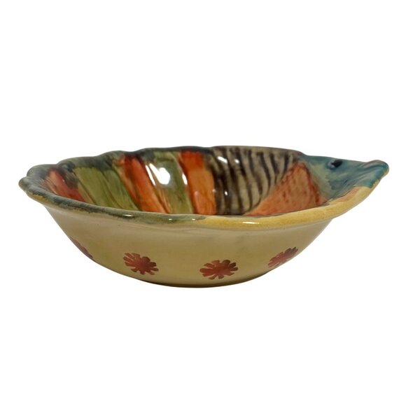 Italica Ars Pottery Hand-Painted Fish-Shaped Bowl 6" Made In Italy - Picture 3 of 9